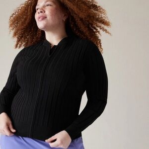 Athleta Fairway Sweater Women Xl Adonis Blue Full Zip Up Athletic Golf Cardigan